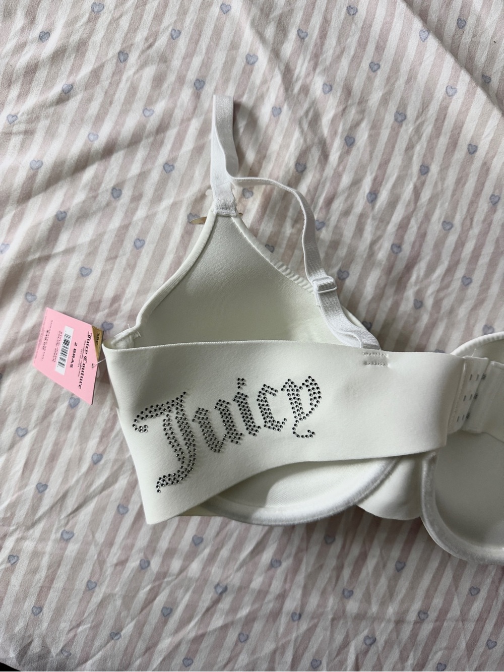 Juicy Couture White Rhinestone Push Up Bra
